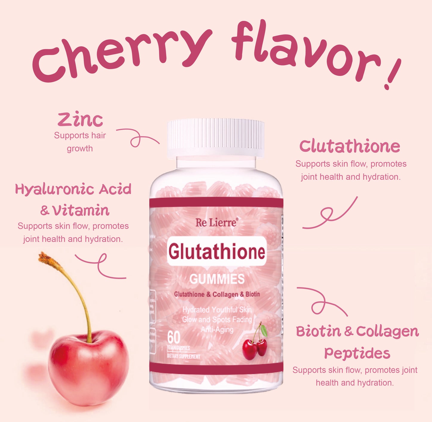 Glutathione Collagen Cherry Gummies