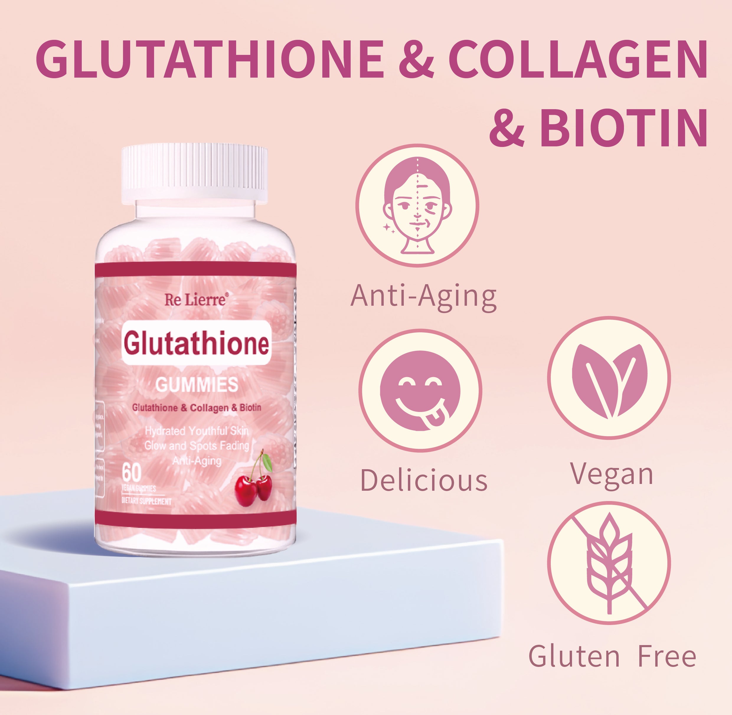 Glutathione Collagen Cherry Gummies