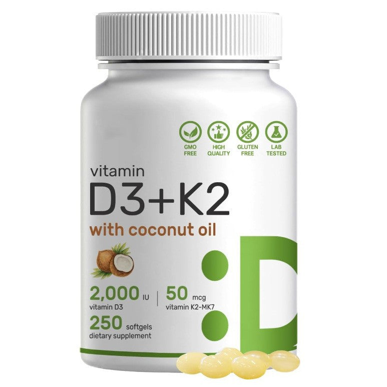 Vitamin D3 K2 with Coconut Oil Soft Capsules