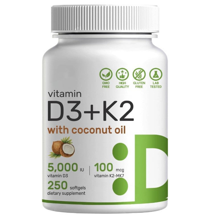 Vitamin D3 K2 with Coconut Oil Soft Capsules